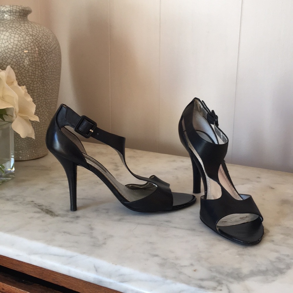 Bandolino black high heeled dress sandals.